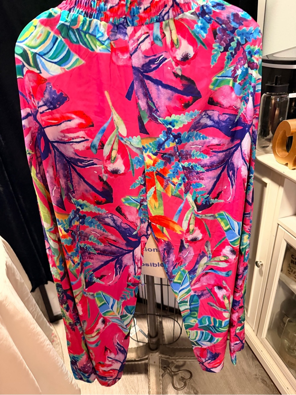 Fashion Nova Pastel Tropical Pants and Scarf/halter top - Pink Multi - Picture 3 of 9